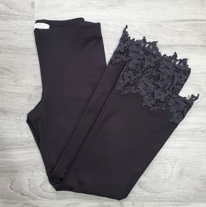 BAILEY 44 | Black Cropped Pants with Lace Hem Size M
